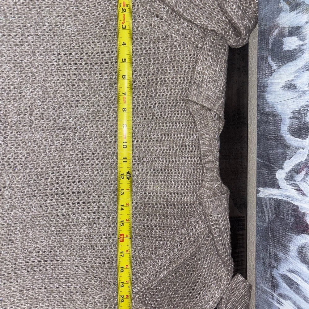 AERIE Sheer Cable Knit Women's Cotton Blend Sweater Size M Gray Soft & Cozy - Picture 8 of 8